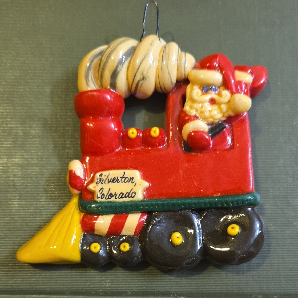 Vintage 1990's Silverton Colorado Santa On a Train Christmas Tree Ornament